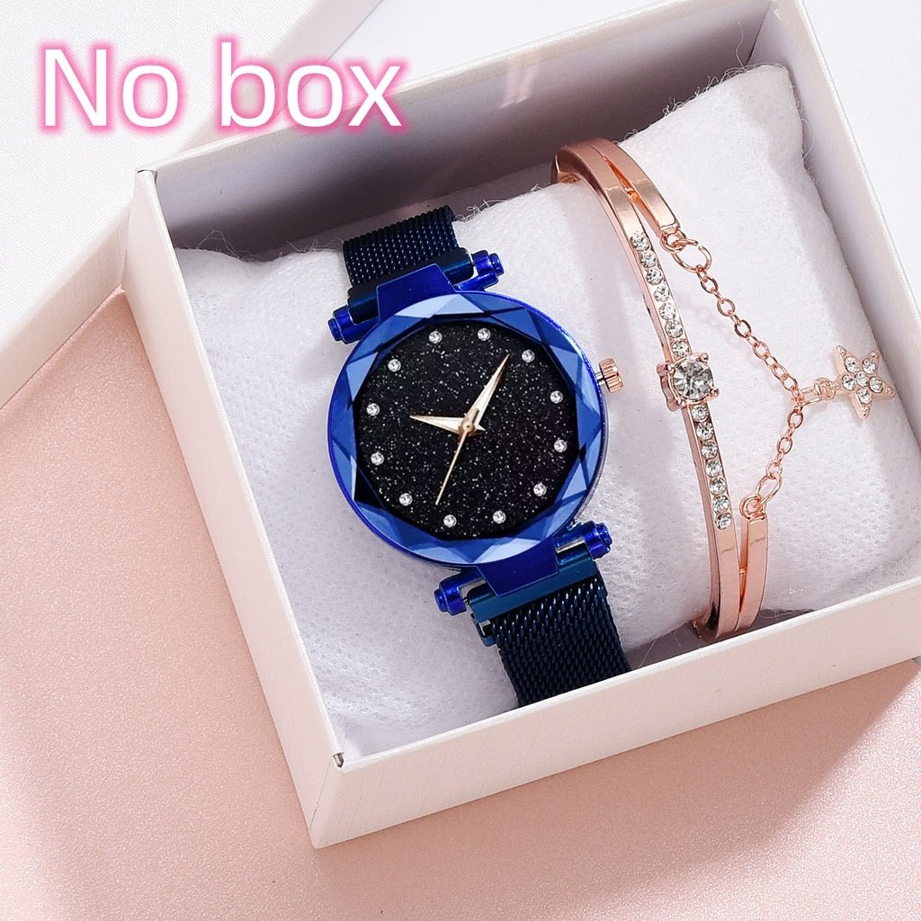 Luxury Women Watches Bracelet Set Fashion Elegant Magnet Buckle Ladies Starry Sky Watch Set Relogio - Hamora