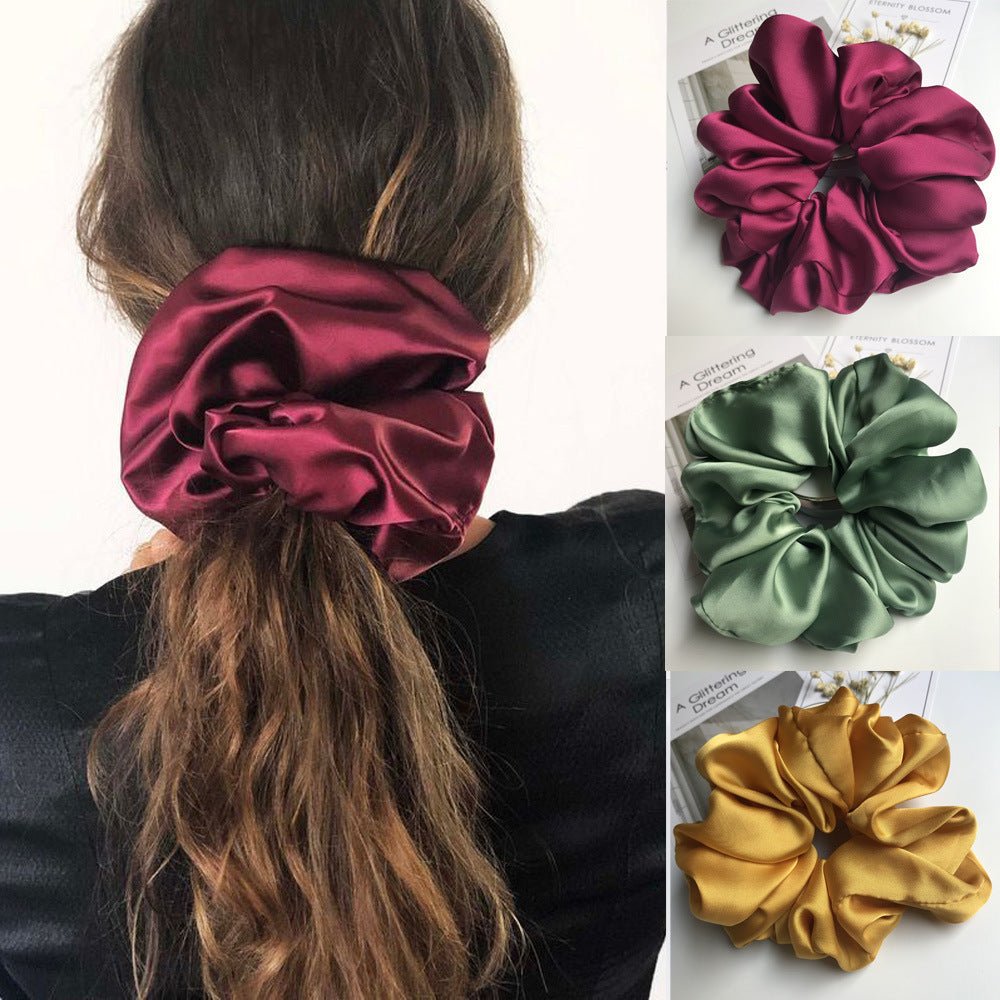 Oversized Smooth Satin Large Intestine Circle Hair Tie - Hamora