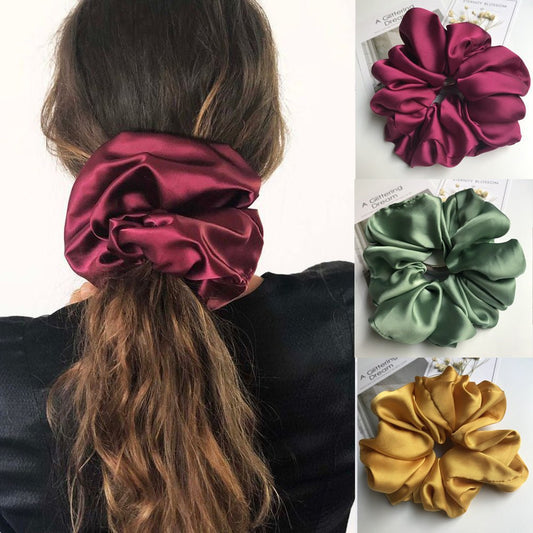 Oversized Smooth Satin Large Intestine Circle Hair Tie - Hamora