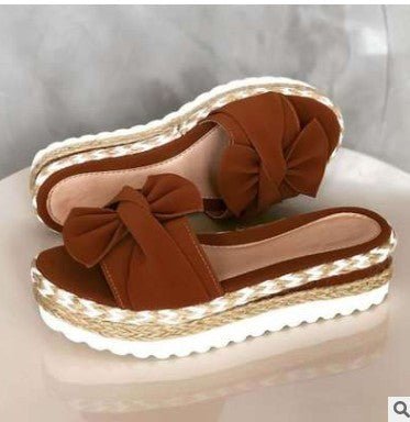 Platform Wedge Heel Ladies Bow Sandals - Hamora