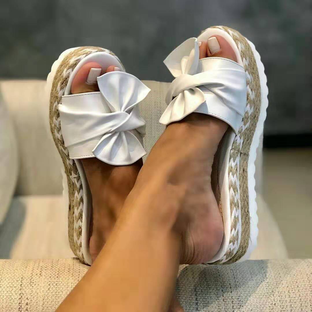 Platform Wedge Heel Ladies Bow Sandals - Hamora