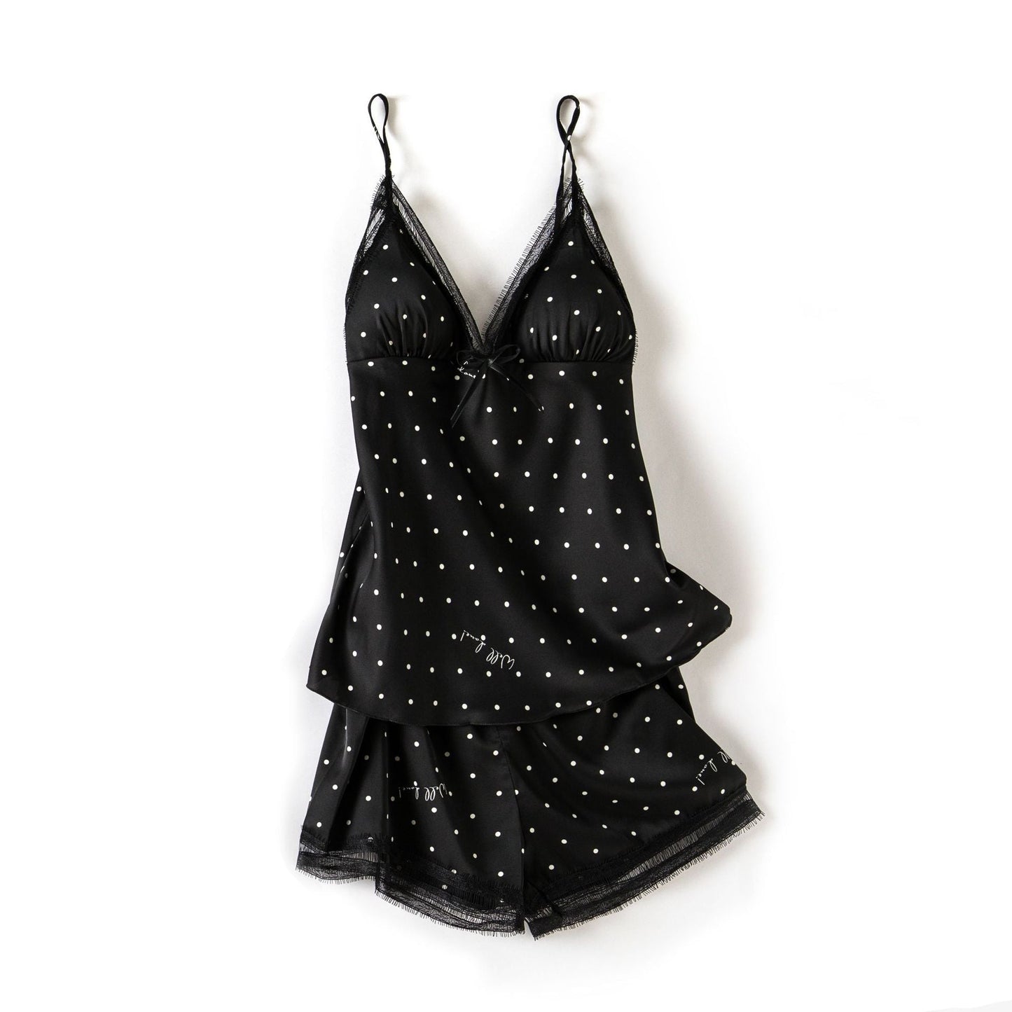 Print Dot Lady Nightwear Satin 4PCS Pajamas Set For Women - Hamora