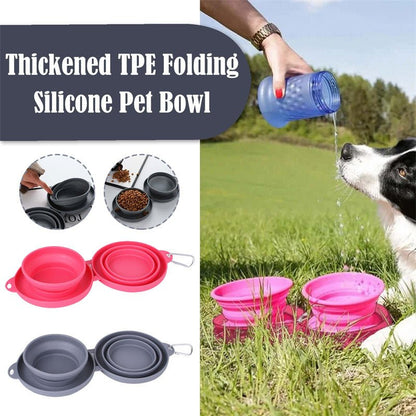 Rubber Foldable Double Bowl Pet Feeding Bowl Pets Supplies Dog Cat Bowls - Hamora