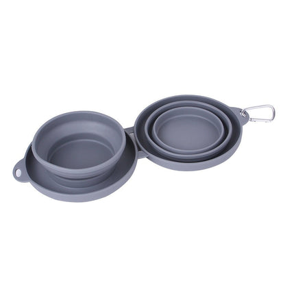 Rubber Foldable Double Bowl Pet Feeding Bowl Pets Supplies Dog Cat Bowls - Hamora