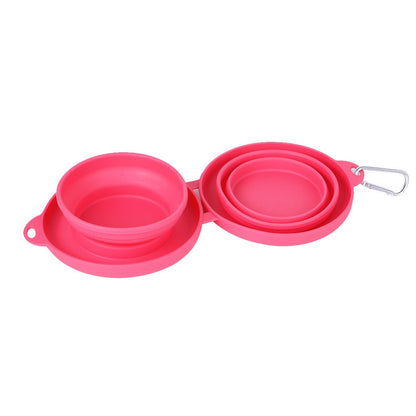 Rubber Foldable Double Bowl Pet Feeding Bowl Pets Supplies Dog Cat Bowls - Hamora