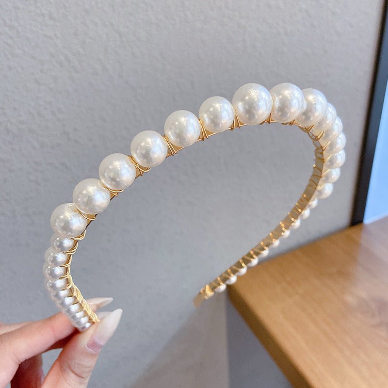 Sen Simple Pearl Thin Headband Hair Accessories Headband - Hamora