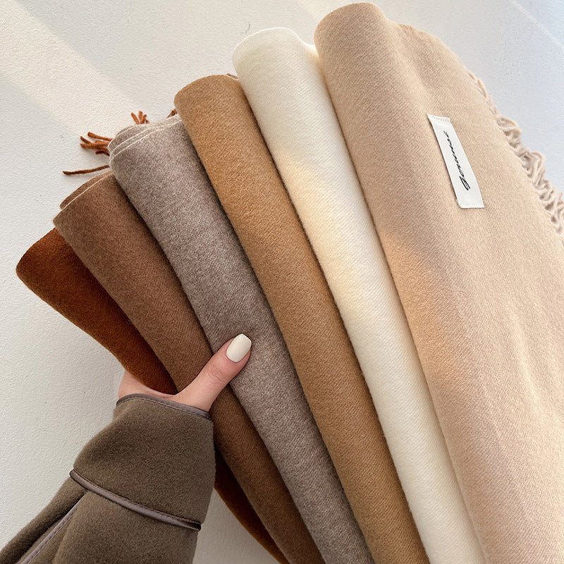 Simple Tassel Shawl Warm Artificial Cashmere Scarf - Hamora