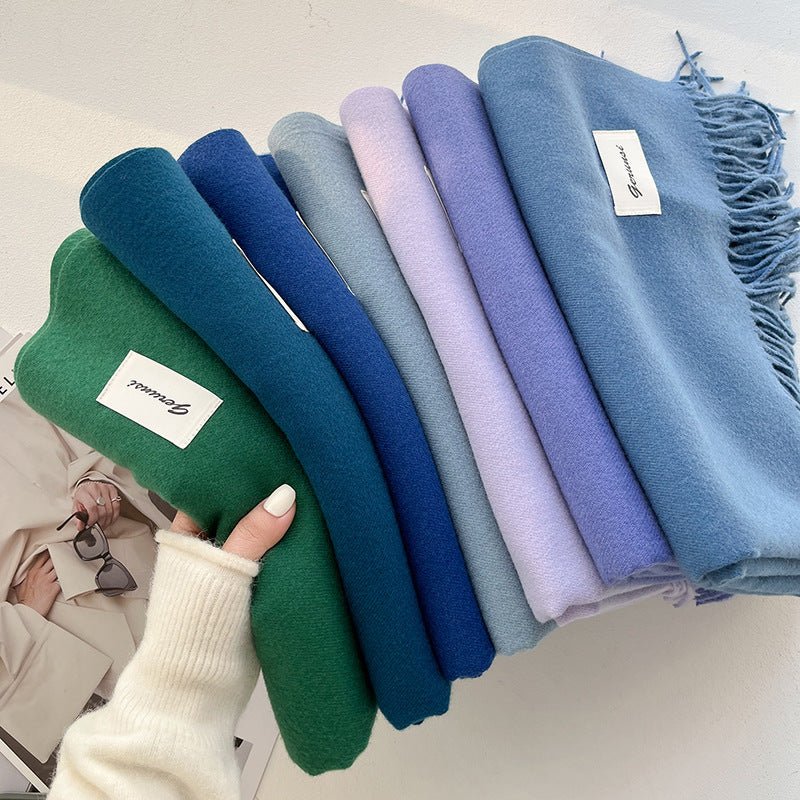 Simple Tassel Shawl Warm Artificial Cashmere Scarf - Hamora