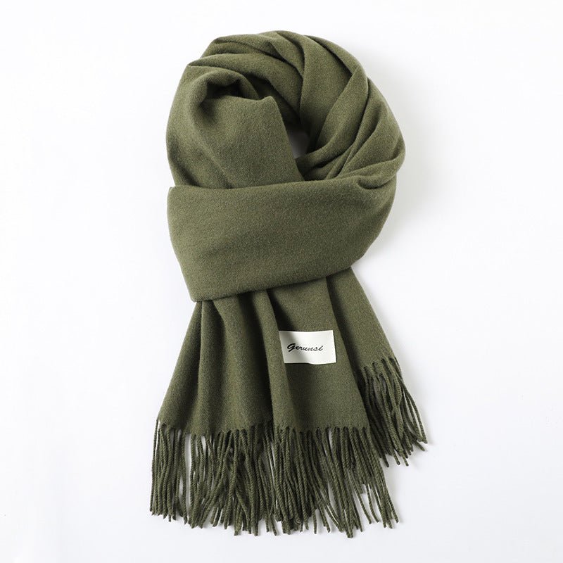 Simple Tassel Shawl Warm Artificial Cashmere Scarf - Hamora