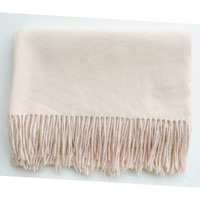 Simple Tassel Shawl Warm Artificial Cashmere Scarf - Hamora
