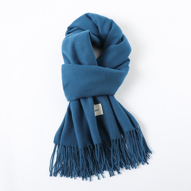 Simple Tassel Shawl Warm Artificial Cashmere Scarf - Hamora