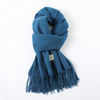 Simple Tassel Shawl Warm Artificial Cashmere Scarf - Hamora
