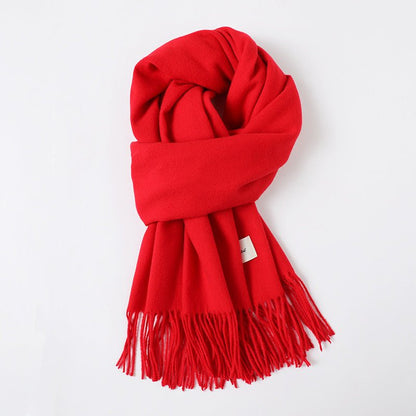Simple Tassel Shawl Warm Artificial Cashmere Scarf - Hamora