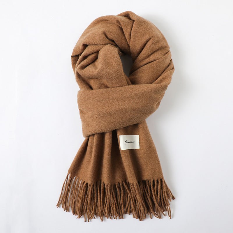 Simple Tassel Shawl Warm Artificial Cashmere Scarf - Hamora