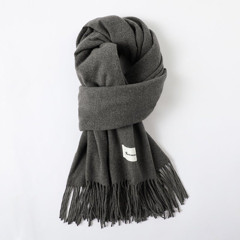 Simple Tassel Shawl Warm Artificial Cashmere Scarf - Hamora