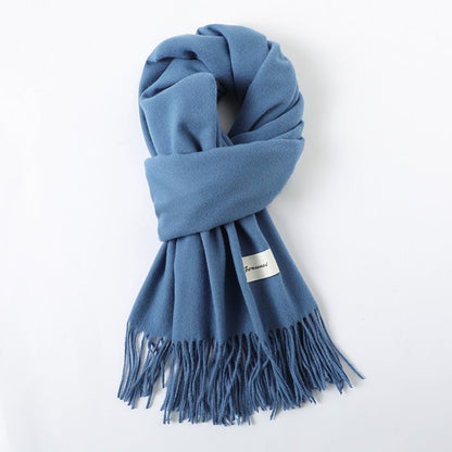 Simple Tassel Shawl Warm Artificial Cashmere Scarf - Hamora