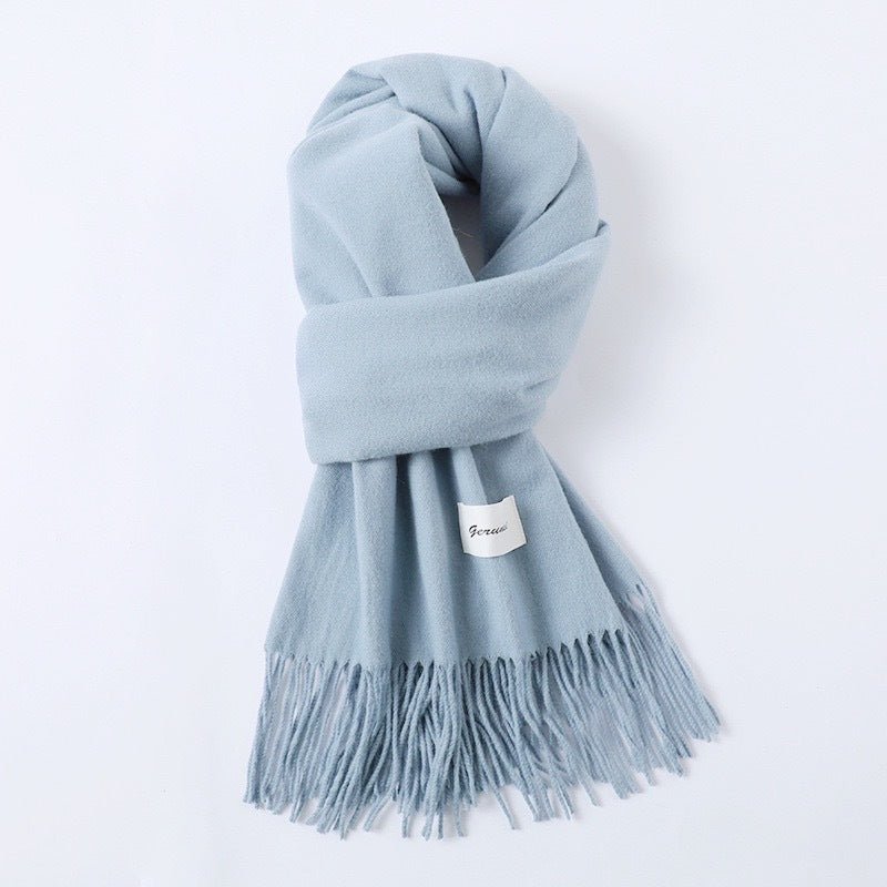 Simple Tassel Shawl Warm Artificial Cashmere Scarf - Hamora