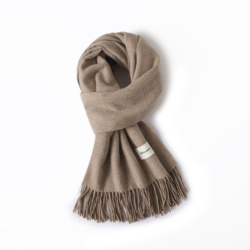 Simple Tassel Shawl Warm Artificial Cashmere Scarf - Hamora