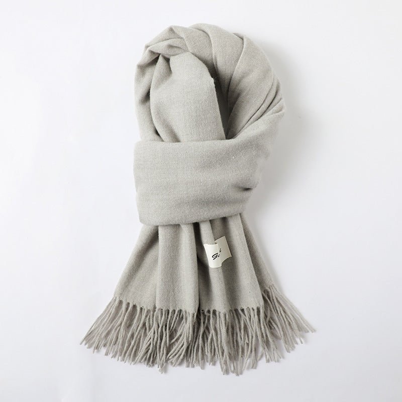Simple Tassel Shawl Warm Artificial Cashmere Scarf - Hamora