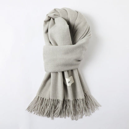 Simple Tassel Shawl Warm Artificial Cashmere Scarf - Hamora