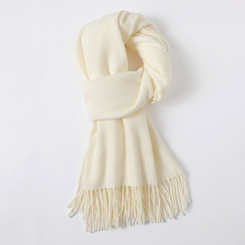 Simple Tassel Shawl Warm Artificial Cashmere Scarf - Hamora