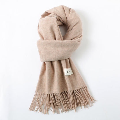 Simple Tassel Shawl Warm Artificial Cashmere Scarf - Hamora