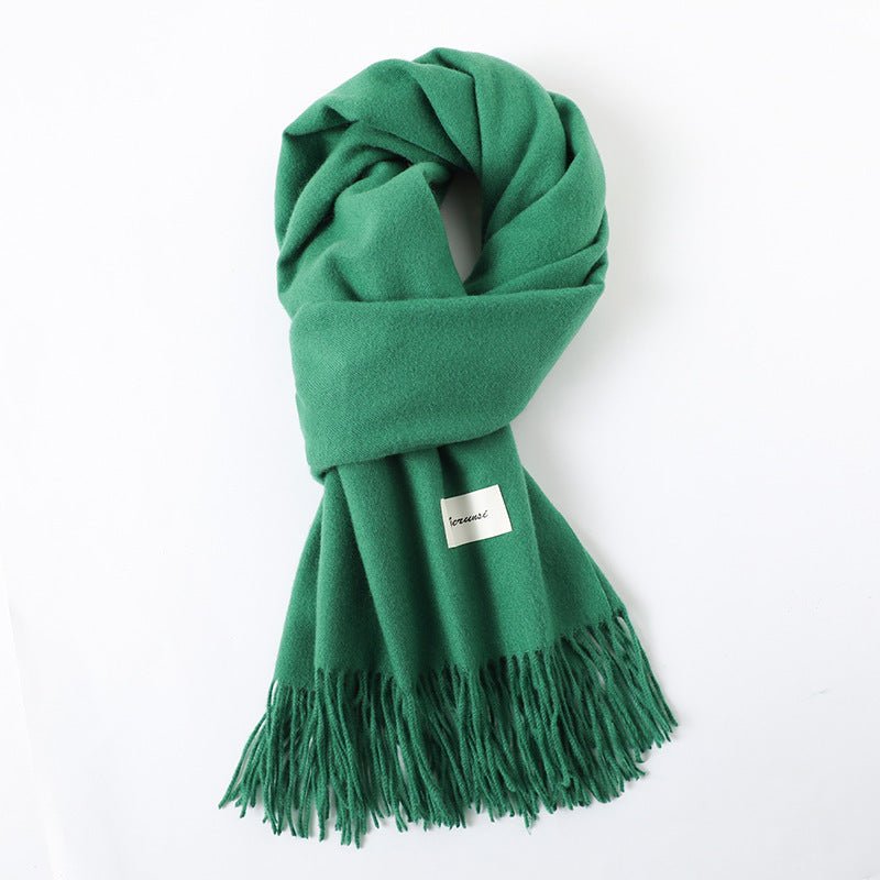 Simple Tassel Shawl Warm Artificial Cashmere Scarf - Hamora