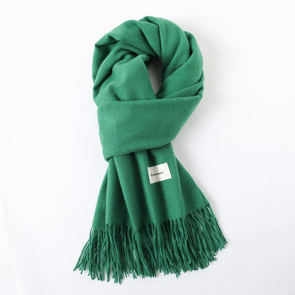 Simple Tassel Shawl Warm Artificial Cashmere Scarf - Hamora