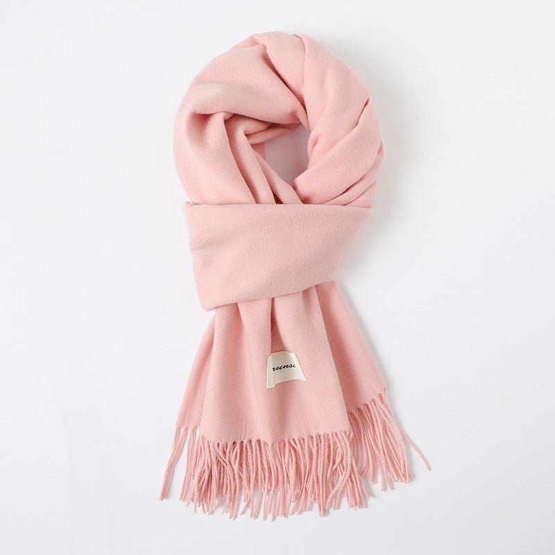 Simple Tassel Shawl Warm Artificial Cashmere Scarf - Hamora