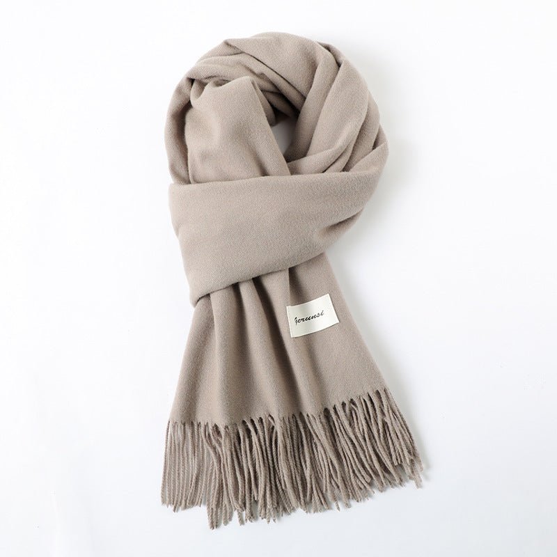 Simple Tassel Shawl Warm Artificial Cashmere Scarf - Hamora