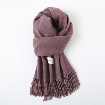 Simple Tassel Shawl Warm Artificial Cashmere Scarf - Hamora