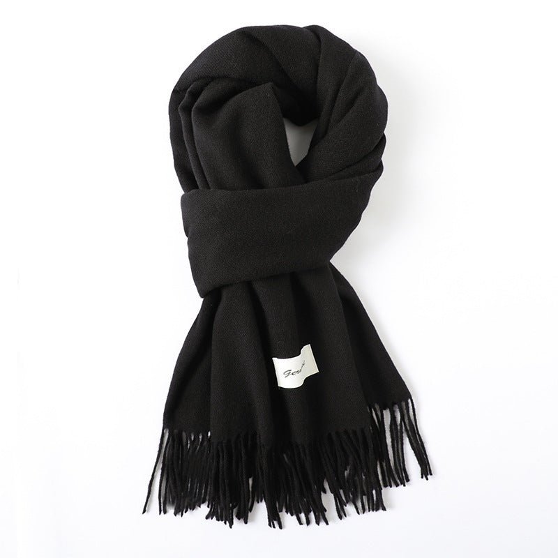 Simple Tassel Shawl Warm Artificial Cashmere Scarf - Hamora