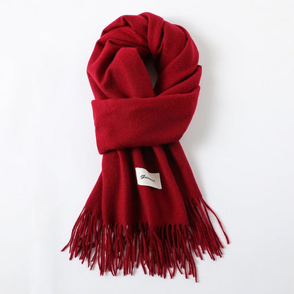 Simple Tassel Shawl Warm Artificial Cashmere Scarf - Hamora