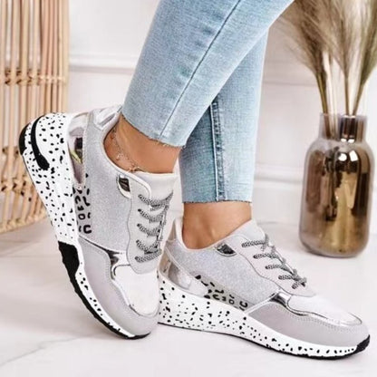 Sneakers Platform Wedge Heel Casual Shoes Lace - up Mesh Sneakers - Hamora