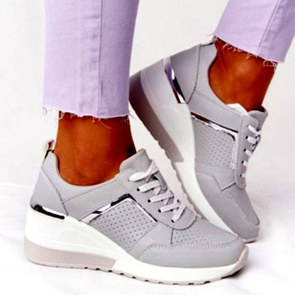 Sneakers Platform Wedge Heel Casual Shoes Lace - up Mesh Sneakers - Hamora
