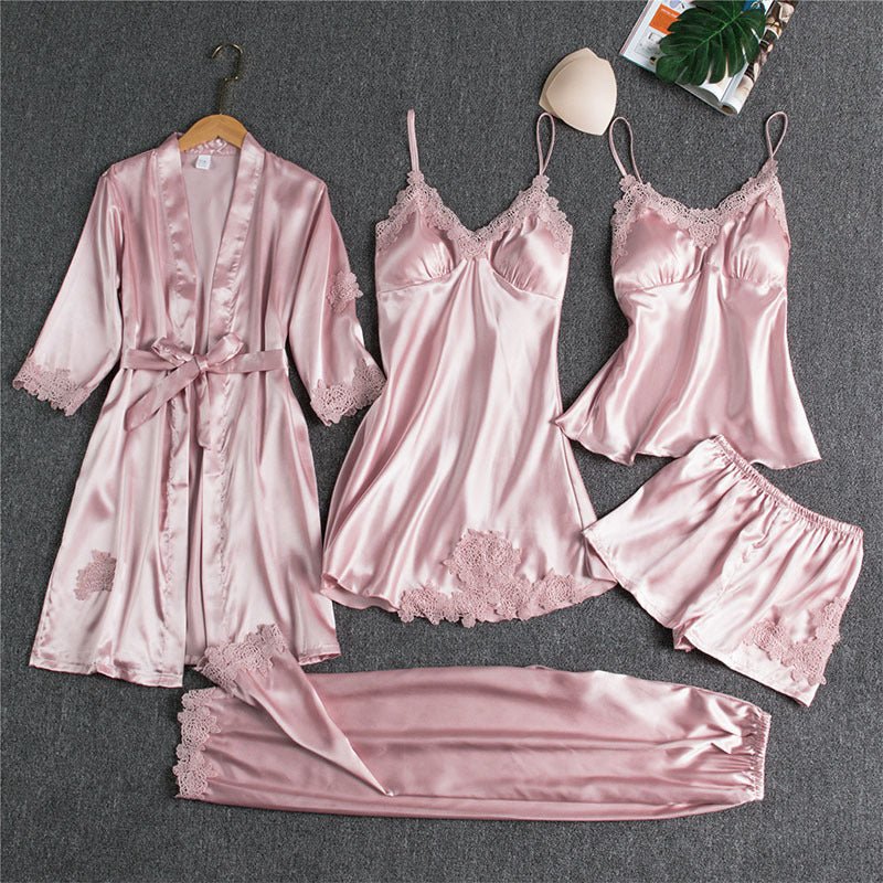 Spring And Autumn Sling Five - Piece Pajamas Women - Hamora