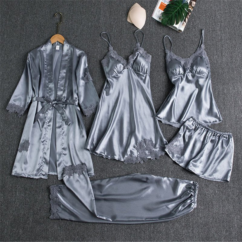 Spring And Autumn Sling Five - Piece Pajamas Women - Hamora