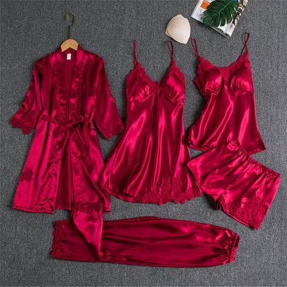 Spring And Autumn Sling Five - Piece Pajamas Women - Hamora