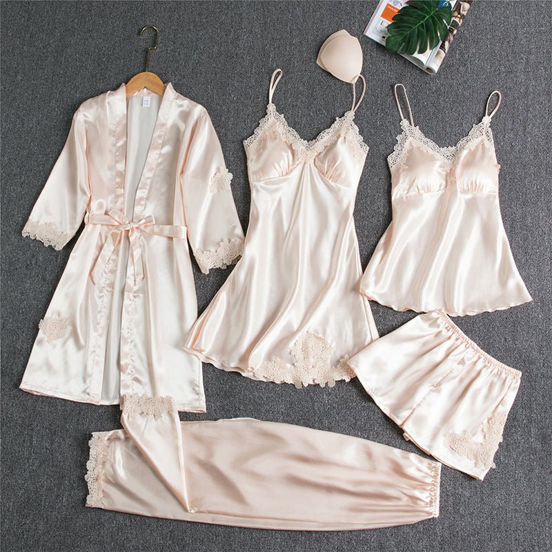 Spring And Autumn Sling Five - Piece Pajamas Women - Hamora
