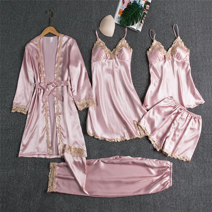 Spring And Autumn Sling Five - Piece Pajamas Women - Hamora