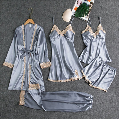 Spring And Autumn Sling Five - Piece Pajamas Women - Hamora