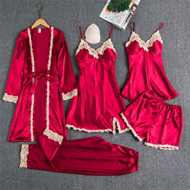 Spring And Autumn Sling Five - Piece Pajamas Women - Hamora