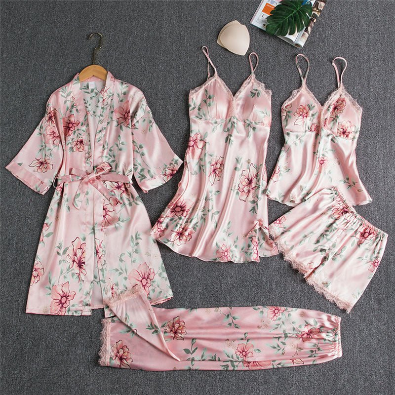 Spring And Autumn Sling Five - Piece Pajamas Women - Hamora