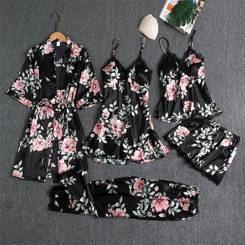 Spring And Autumn Sling Five - Piece Pajamas Women - Hamora