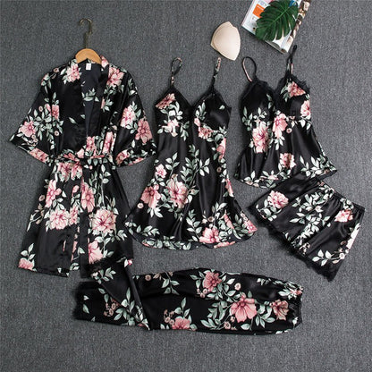 Spring And Autumn Sling Five - Piece Pajamas Women - Hamora