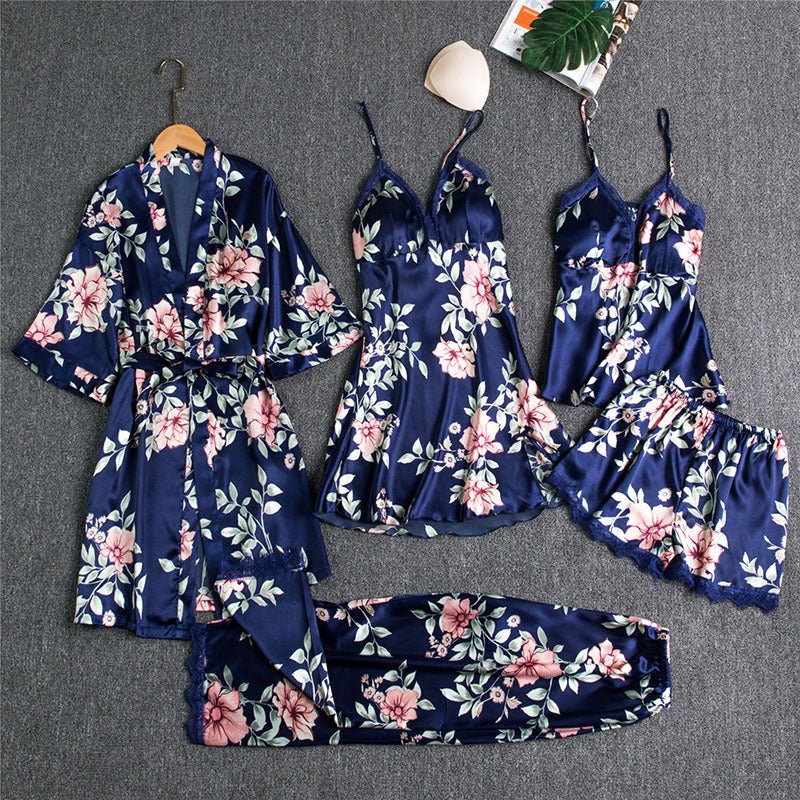 Spring And Autumn Sling Five - Piece Pajamas Women - Hamora