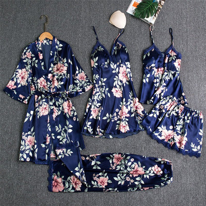 Spring And Autumn Sling Five - Piece Pajamas Women - Hamora