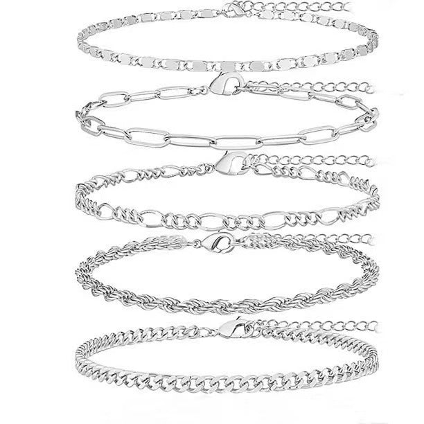 Stainless Steel 5 - piece Set Simple Bracelet Does Not Fade - Hamora