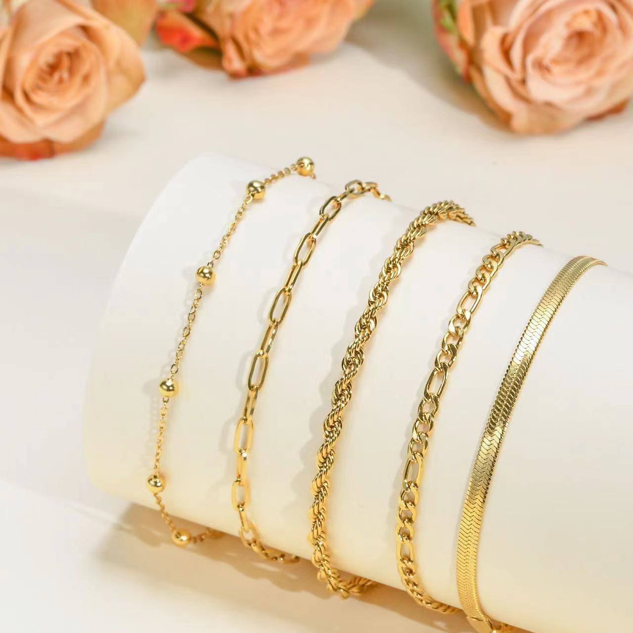 Stainless Steel 5 - piece Set Simple Bracelet Does Not Fade - Hamora