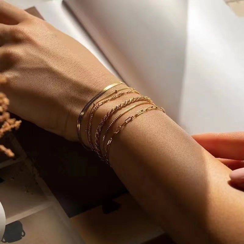 Stainless Steel 5 - piece Set Simple Bracelet Does Not Fade - Hamora